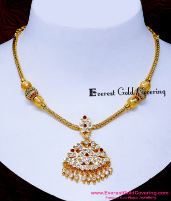 NLC1723 - Bridal Wear Multi Stone Attigai Necklace for Wedding