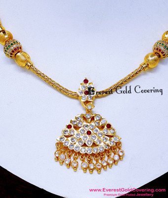 NLC1723 - Bridal Wear Multi Stone Attigai Necklace for Wedding