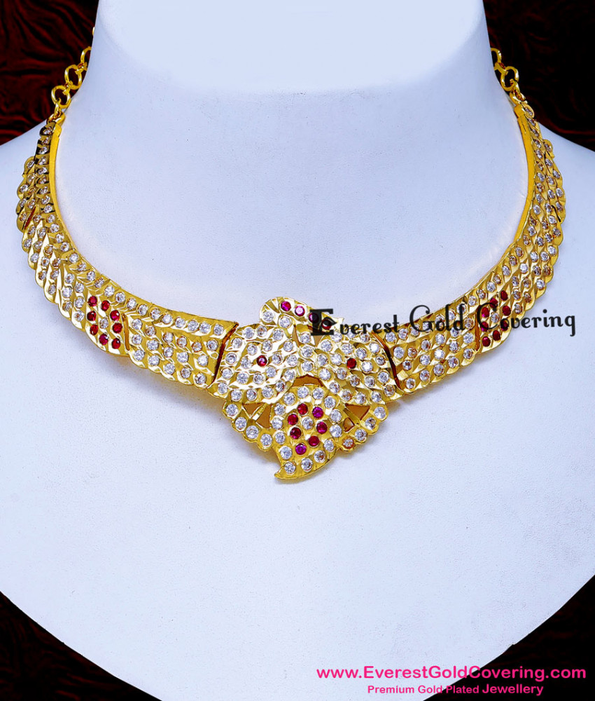 NLC1726 - Traditional Gold Attigai Necklace Designs for Wedding