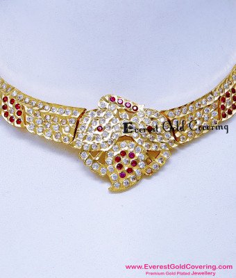 NLC1726 - Traditional Gold Attigai Necklace Designs for Wedding