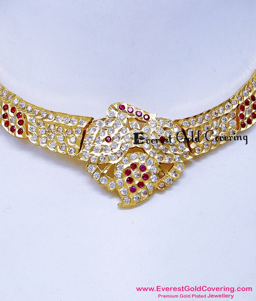 NLC1726 - Traditional Gold Attigai Necklace Designs for Wedding
