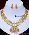 NLC1729 - Real Gold Look White Stone Impon Mango Necklace Set
