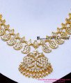 NLC1729 - Real Gold Look White Stone Impon Mango Necklace Set