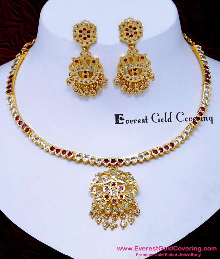 NLC1730 - Premium Quality Ad Stone Impon Impon Necklace Set