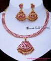 NLC1731 - Impon Ruby Stone Attigai Necklace Set for Wedding