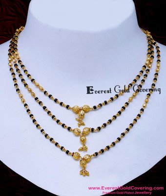 NLC1734 - Latest Black Crystal With Gold Beads Necklace Designs