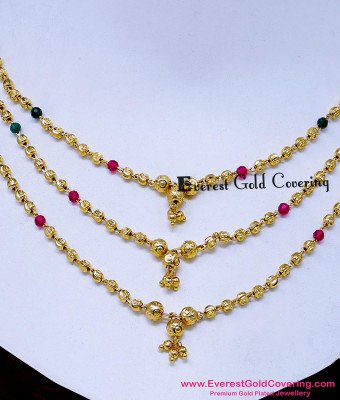 NLC1735 - 1 Gram Gold Crystal Beads 3 Layer Necklace Design