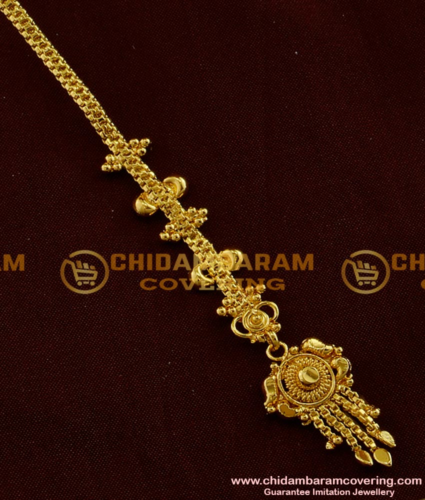 NCT015 - Light Weight Bridal Wear Gold Plated Design Nethi Chutti / Maang Tikka Simple And Stylish Design