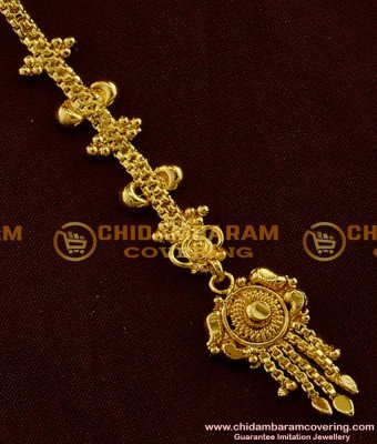 NCT015 - Light Weight Bridal Wear Gold Plated Design Nethi Chutti / Maang Tikka Simple And Stylish Design