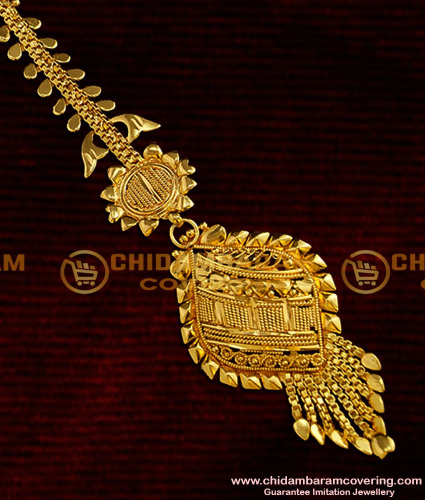 NCT004 - Gold Plated Traditional Nethi Chutti / Maang Tikka Oval Shape Design