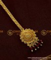 NCT013 - Beautiful Gold Plated Flower Design Forehead Piece / Maang Tikka with Red Ruby Beads Hanging