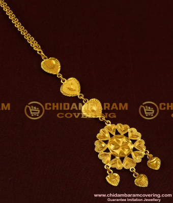 NCT021 - Guarantee Gold Plated Heart Shape Hanging Design Maang Tikka For Muslim Women