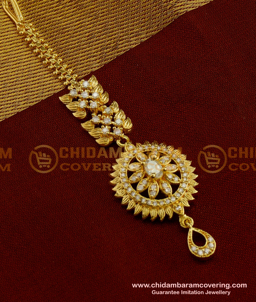 NCT031 - High Quality Zircon Stone Floral Design Maang Tikka Best Price in India