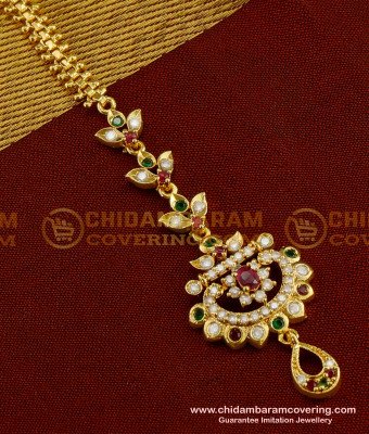 NCT034 - Indian Bridal Designer Chandbali Shape Multi Stone Maang Tikka Designs