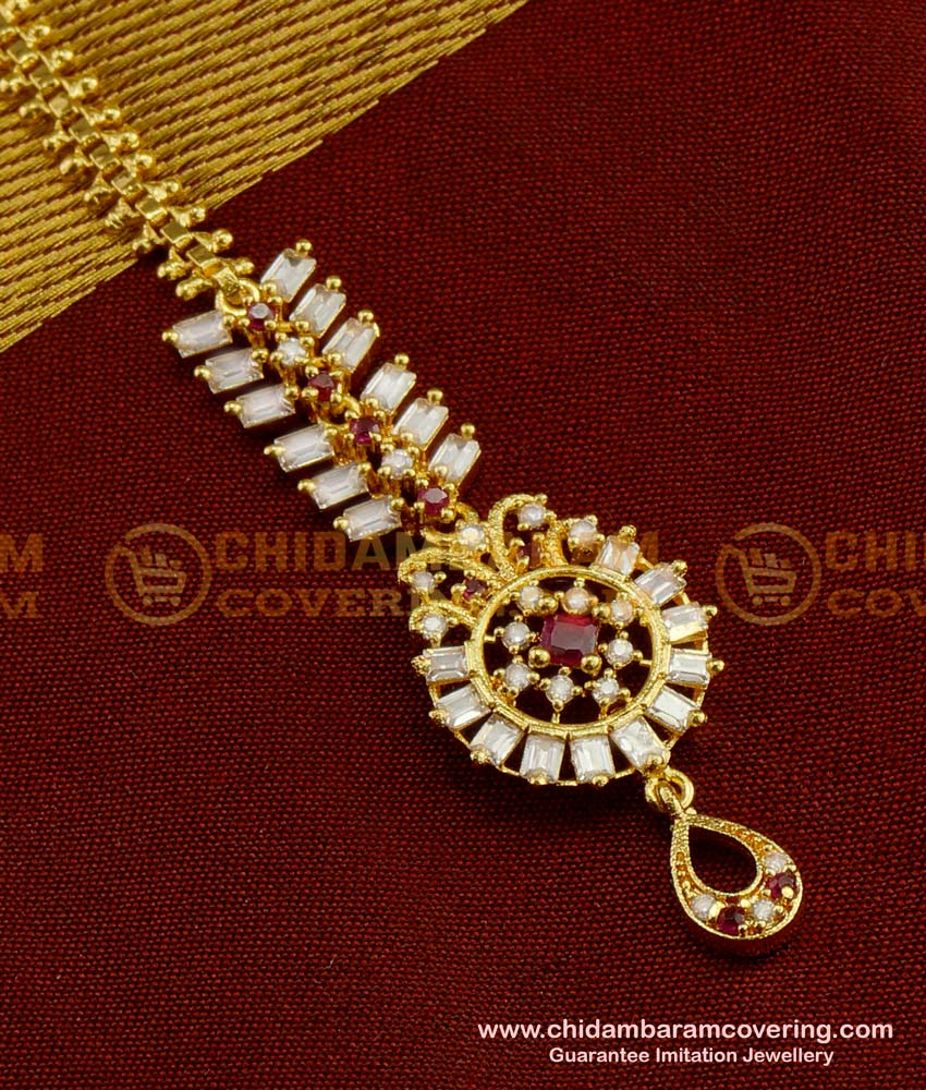 NCT037 - Elegant Look Sparkling Full Stone Maang Tikka Designs Online