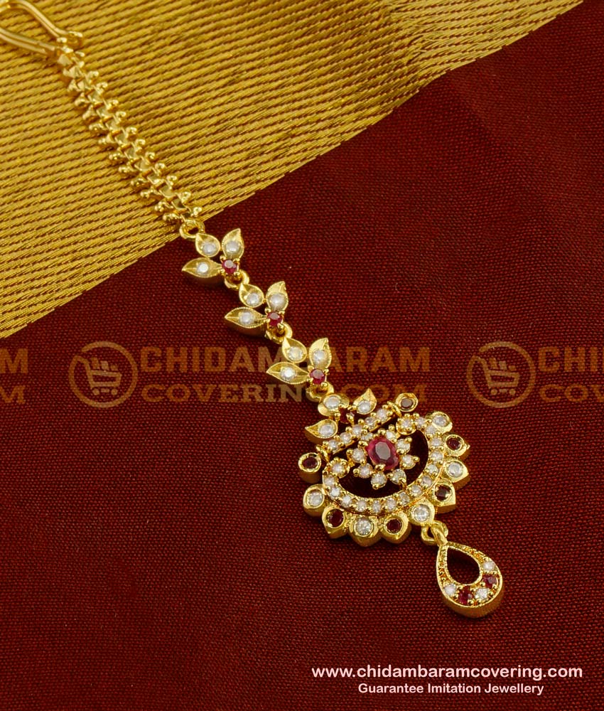 NCT043 - CZ Stone Bridal Wear Maang Tikka Design Below 500