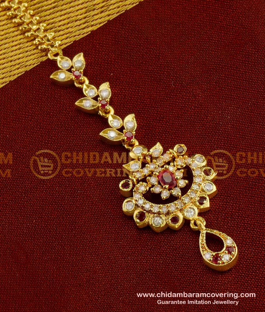 NCT043 - CZ Stone Bridal Wear Maang Tikka Design Below 500