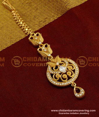 NCT044 - American Diamond Floral Design Maang Tikka Best Price in India