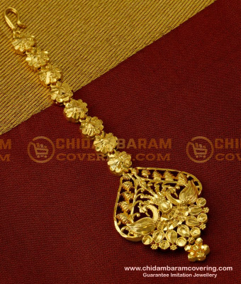 NCT047 - 1 Gm Gold Plated Peacock Design Big Size Nethi Chuti / Maang Tikka Buy Online