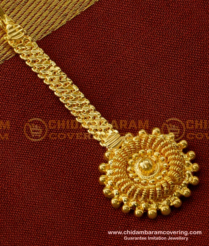 Nct048 - Indian Wedding Jewellery Small Size Maang Tikka for Front Puff Hairstyle  