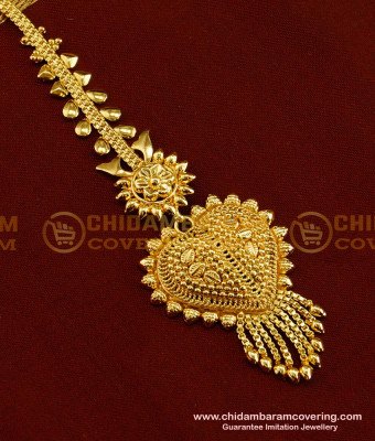 NCT054 - New Design Heart Shape Gold Plated Maang Tikka Design for Women 