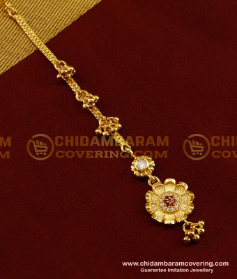 NCT058 - Modern Look Party Wear Beautiful Flower Design Stone Maang Tikka for Girls