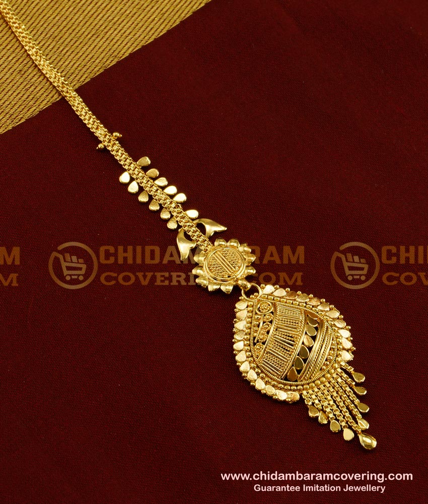 NCT059 - Light Weight Gold Maang Tikka Design Best Forehead Jewelry Buy Online 