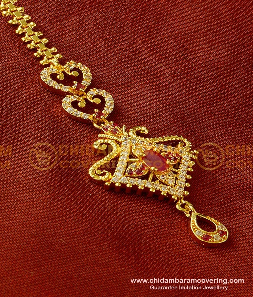 NCT063 - Elegant AD Stone Maang Tikka Designs Buy Online Shopping 