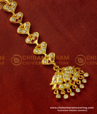 NCT066 - Impon One Gram Gold White Stone Nethi Chutti  Bridal Wear Maang Tikka Design 