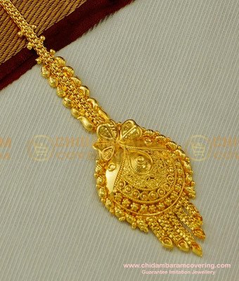 NCT071 - Latest Gold Big Maang Tikka Design Pure Gold Plated Guarantee Jewellery Buy Online