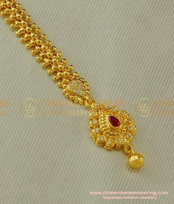 NCT074 - Unique Party Wear Ruby Stone Design Papidi Billa| Maang Tikka Collections Buy Online