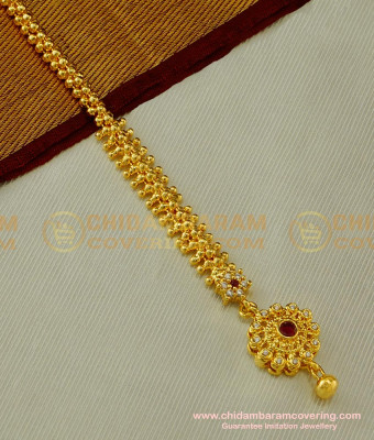 NCT075 - Cute Small Round New Style Modern Stone Maang Tikka Design Buy Online