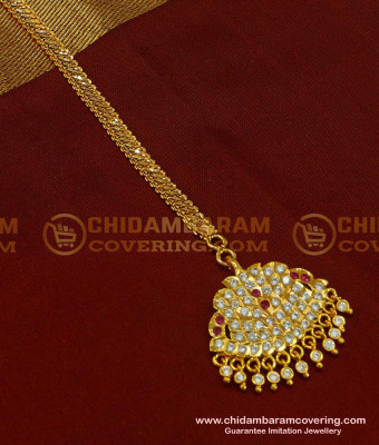 NCT076 - Traditional Impon Stone Nethi Chutti Gold Design Maang Tikka for Wedding 