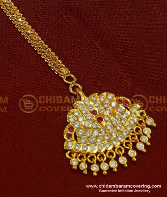 NCT076 - Traditional Impon Stone Nethi Chutti Gold Design Maang Tikka for Wedding 