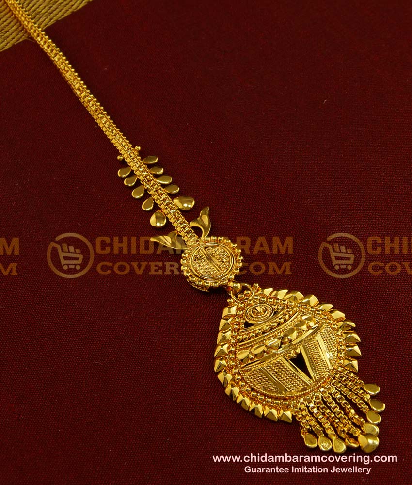 NCT084 - Bridal Nethi Chutti Gold Design Gold Plated Maang Tikka Headpiece Jewellery