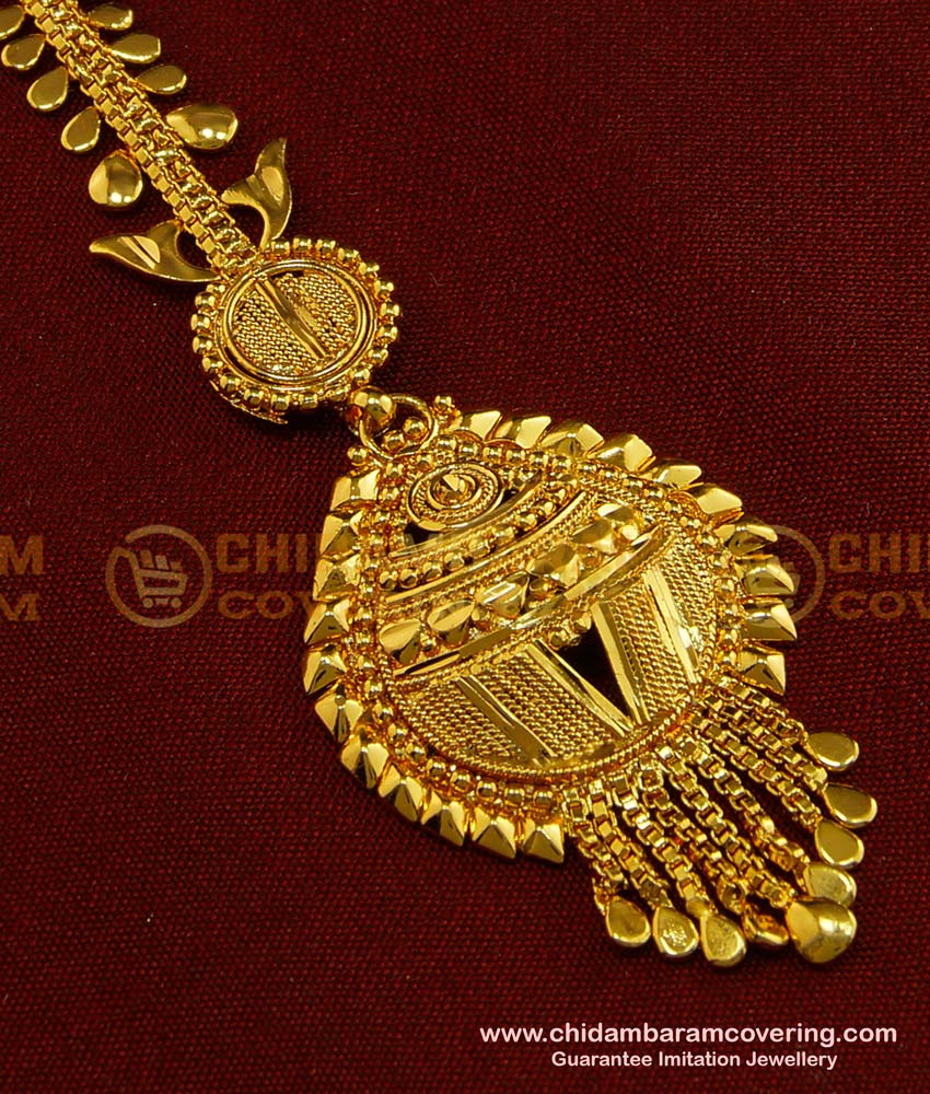 NCT084 - Bridal Nethi Chutti Gold Design Gold Plated Maang Tikka Headpiece Jewellery