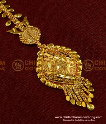NCT085 - Wedding Plain Nethi Chutti One Gram Gold Maang Tikka Indian Hair Jewellery