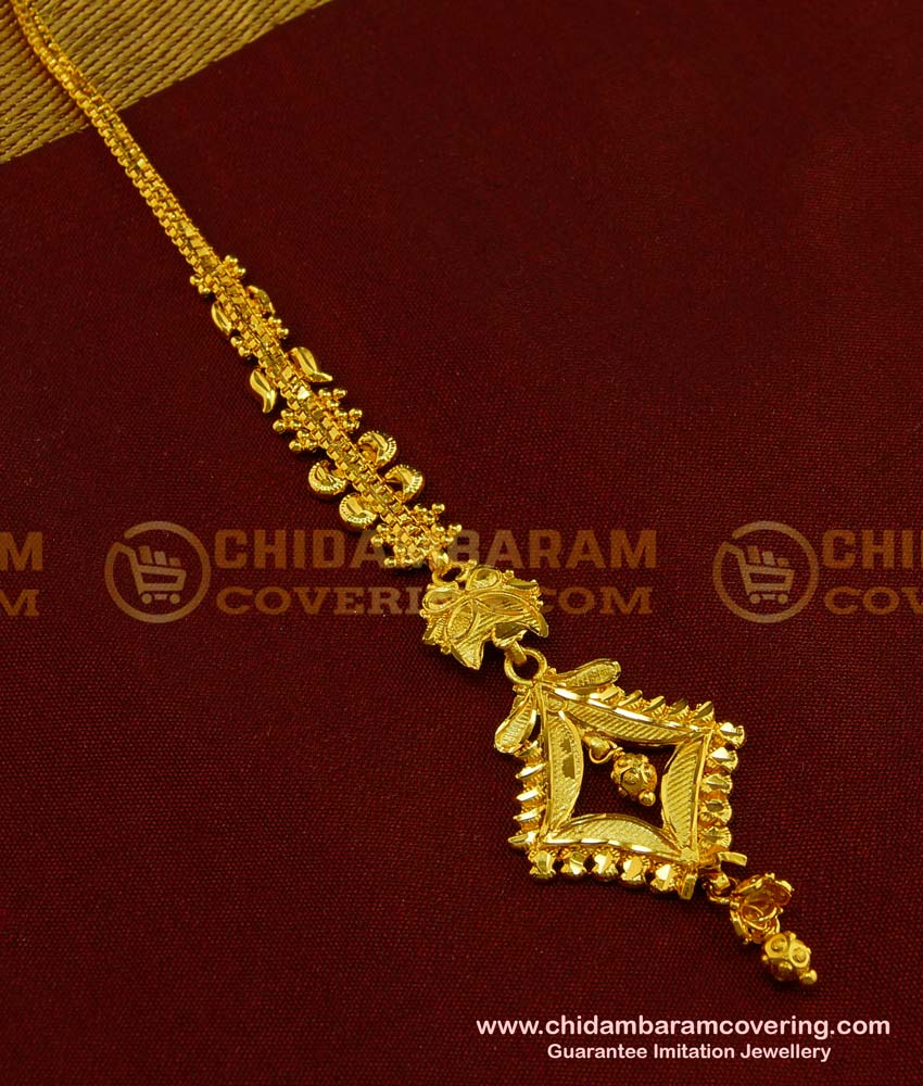 NCT088 - Traditional North Indian Bridal Wear Forming Gold Maang Tikka Designs for Wedding
