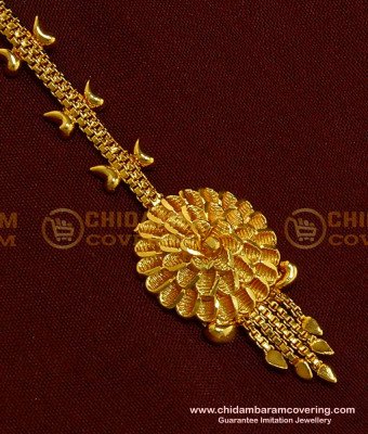 NCT109 - New Model Flower Gold Design Maang Tikka South Indian Papidi Billa for Bride
