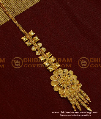 NCT111 - Latest Light Weight Flower Design Gold Covering Nethi Chutti for Wedding