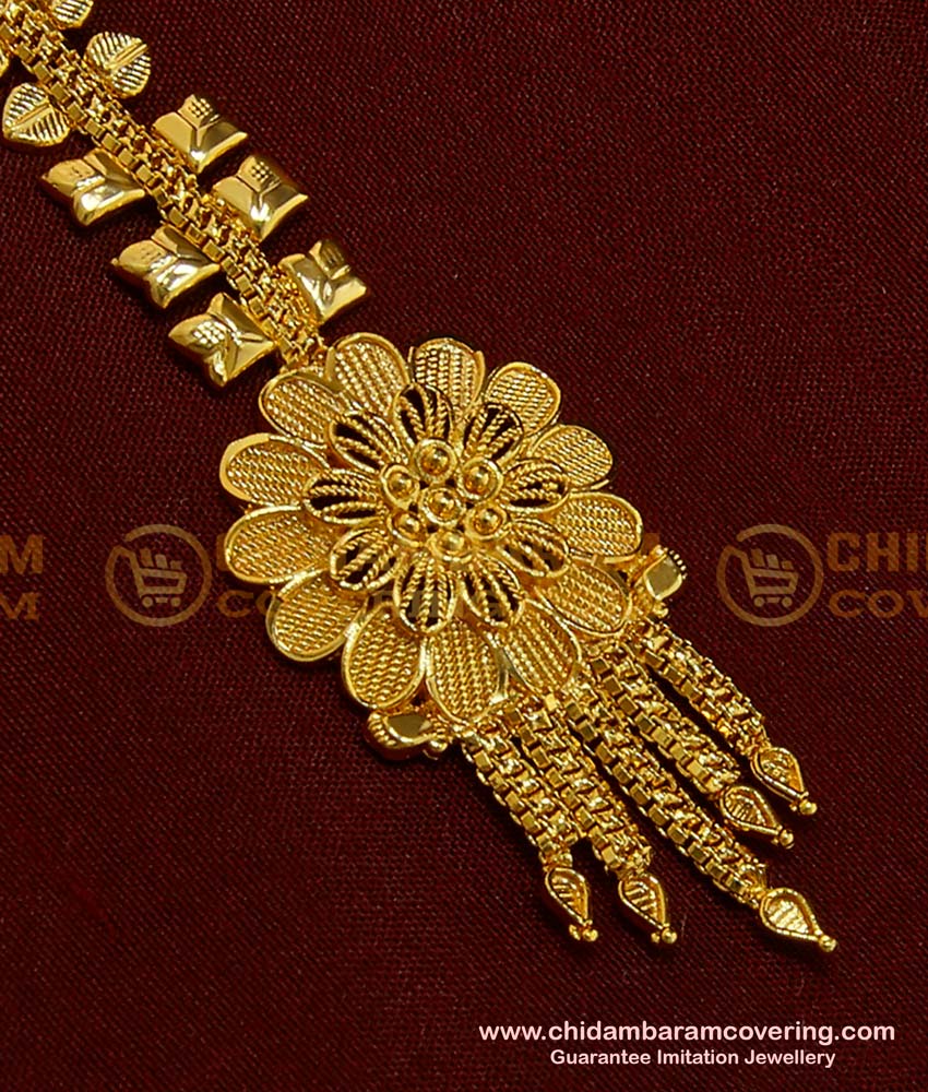 NCT111 - Latest Light Weight Flower Design Gold Covering Nethi Chutti for Wedding