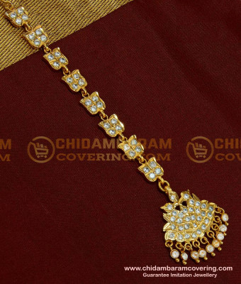 NCT114 - Impon One Gram Gold White Stone Nethi Chutti  Bridal Wear Maang Tikka Design 