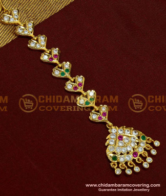 NCT115 - Traditional Gold Design Impon Multi Stone Nethi Chutti South Indian Jewellery 
