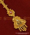 NCT117 - One Gram Gold Maang Tikka Single Ruby Stone Light Weight Bridal Wear Nethi Chutti Designs