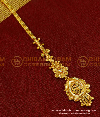 NCT121 - Light Weight Bridal Maang Tikka Gold Design Ad Stone Nethi Chutti for Female