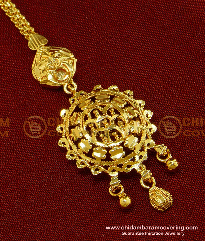 NCT124 - High Quality 1 Gram Gold Designer Maang Tikka for Lehenga