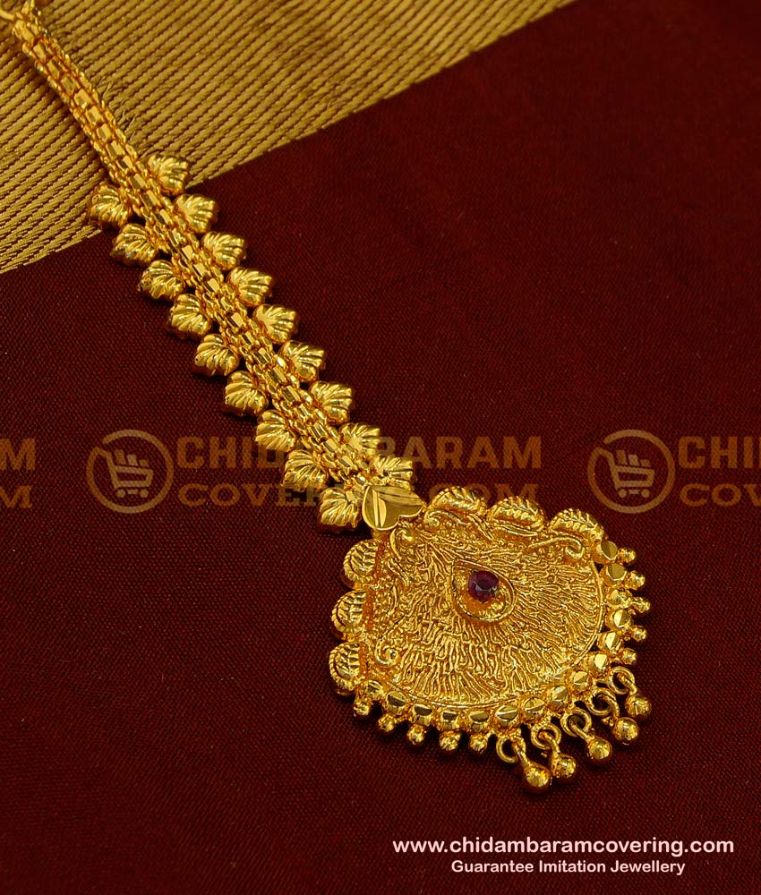 NCT135 - Pure Gold Plated Big Size Maang Tikka Bridal Nethi Chutti Designs Online