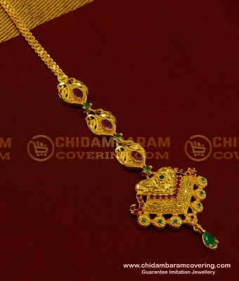 NCT139 - Bridal Papidi Billa Design Real Gold Design Gold Forming Cz Stone Designer Maang Tikka 
