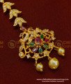 NCT142 - Elegant Party Wear Cz Stone Peacock Design Pearl Beaded Papidi Billa| Maang Tikka 