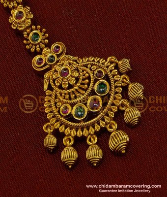 NCT144 - Bridal Wear Antique Finish Nethi Chutti Designs Papadi Billa Kundan Stone Jewellery